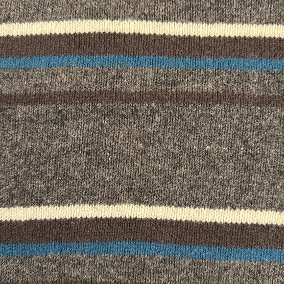VTG 90s Fossil Gray Stripe Crewneck Sweater Cotton Lambswool Blend Grandpa Large - Picture 6 of 10